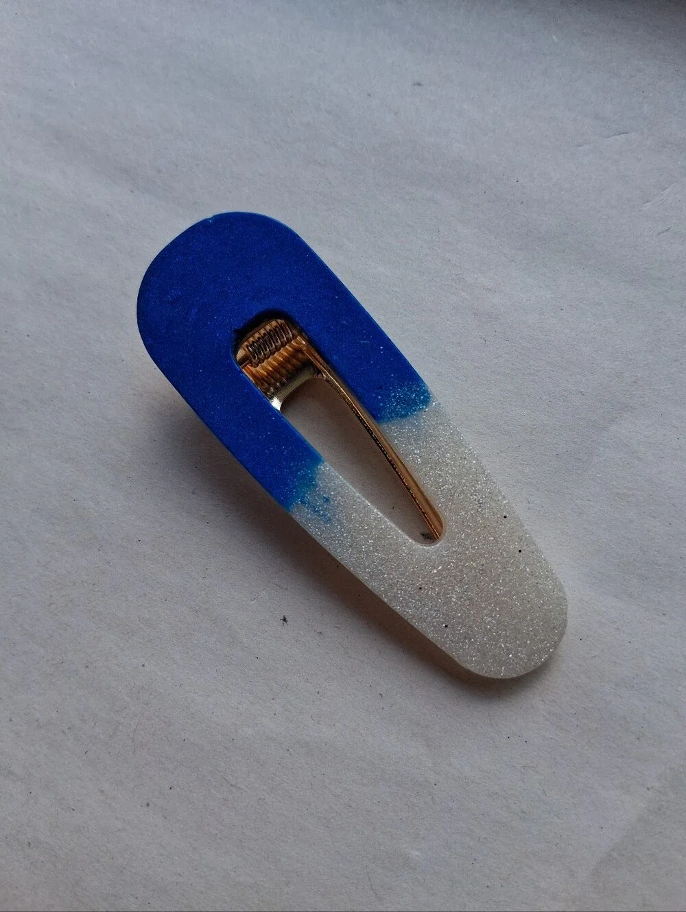 5/$25 Hand Crafted Blue to White Glitter Ombre Hair Clip